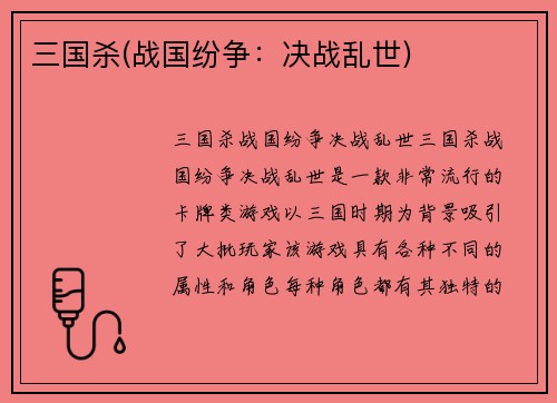 三国杀(战国纷争：决战乱世)